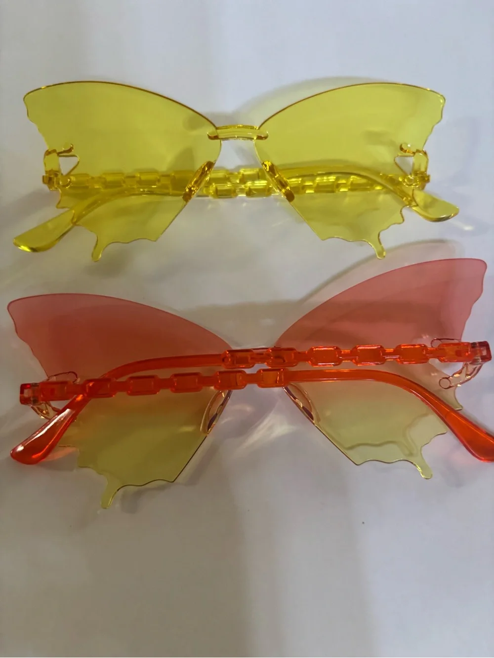 Butterfly Rimless Sunglasses - Yellow & Orange Gradient